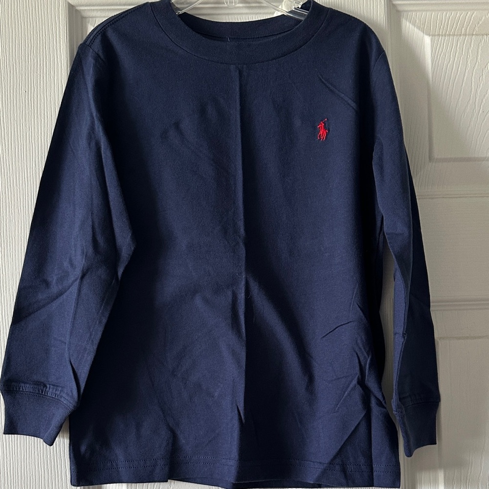 Polo by Ralph Lauren Navy Long Sleeve Tee with Red Logo